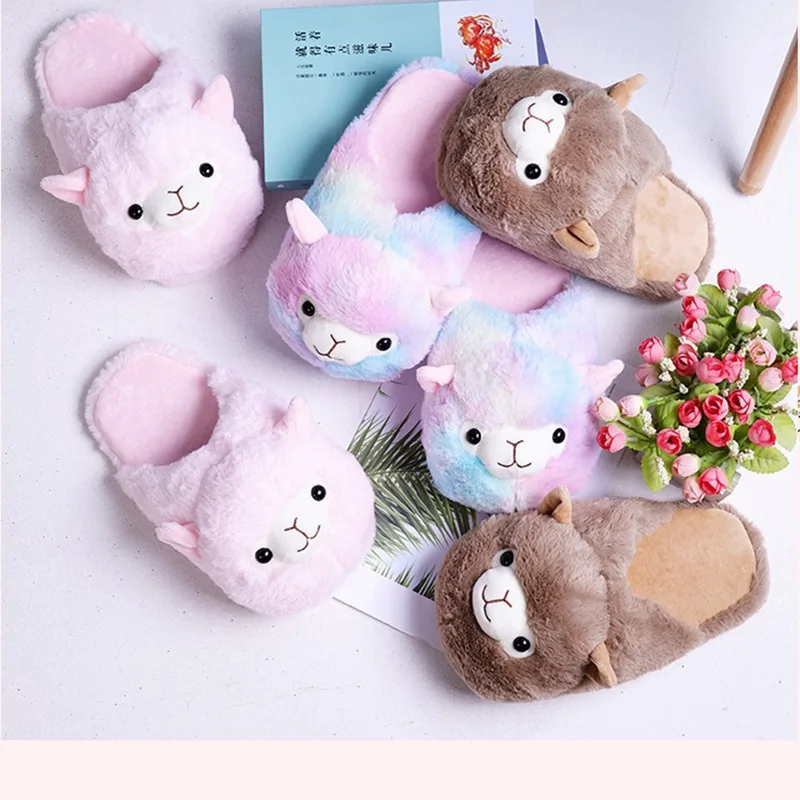 Zapatillas de alpaca pink con estampado tierno de alpacita