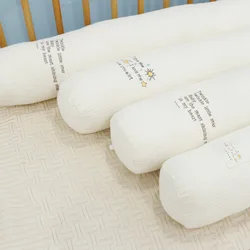 Almohada de embarazo cilíndrica con funda de algodón gofre extraíble