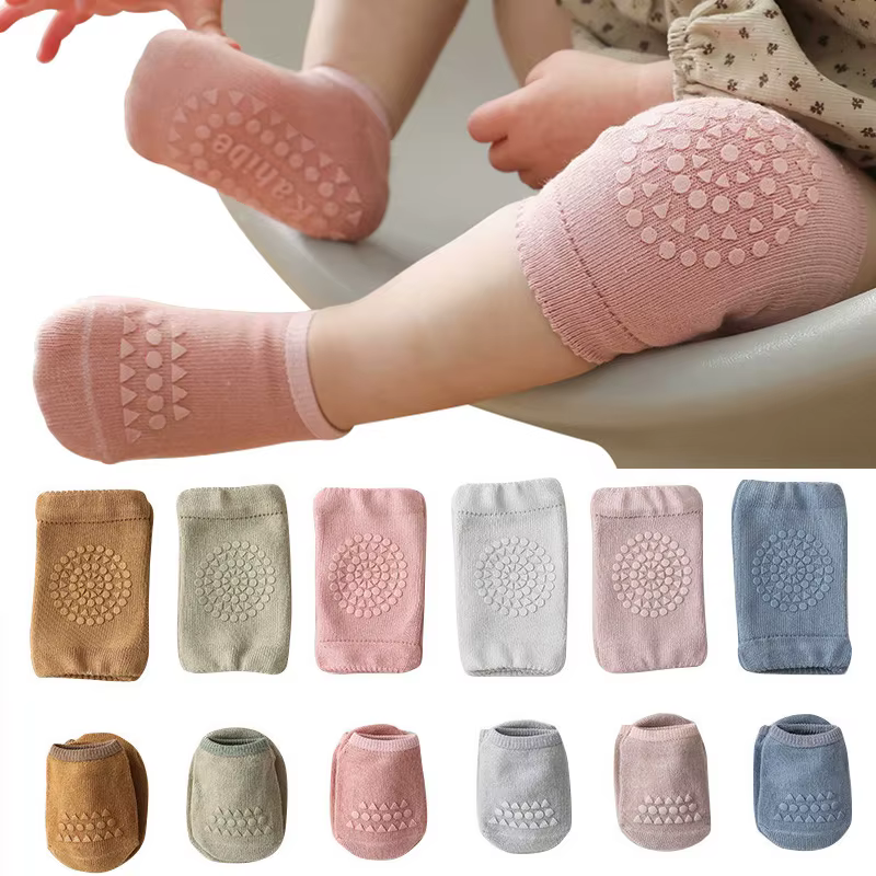 Calcetines antideslizantes con protector de rodilla para bebé – Seguridad al gatear - imagen 2