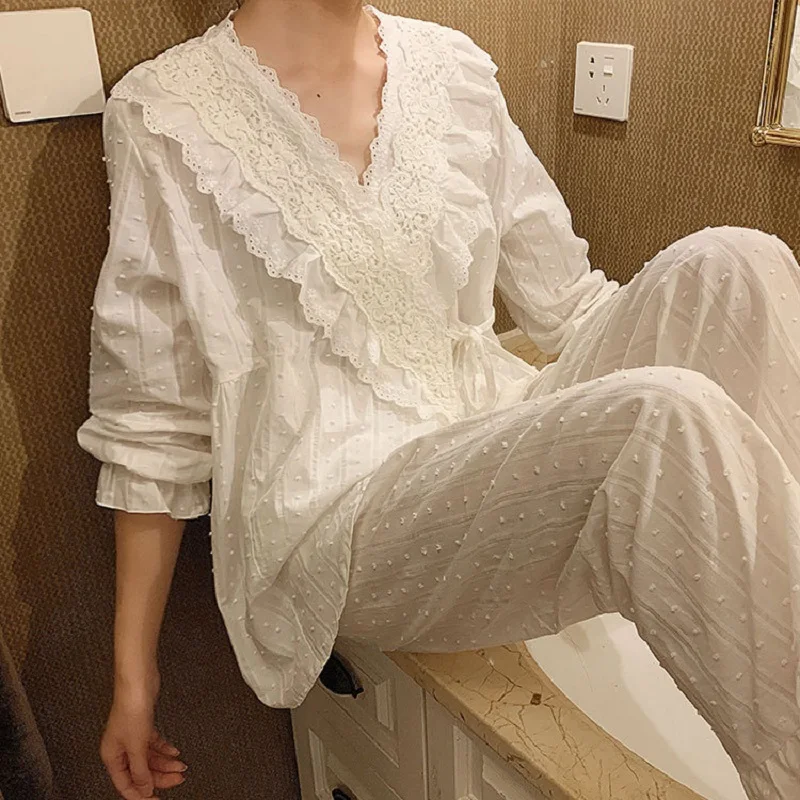 Pijama de algodón con cuello en V para niña - imagen 3