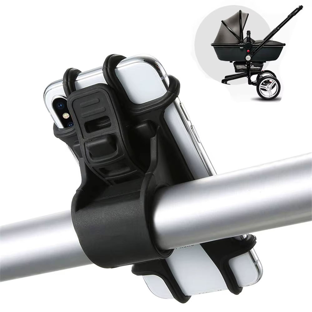 Soporte movil de silicona universal para cochecito, moto y bicicleta