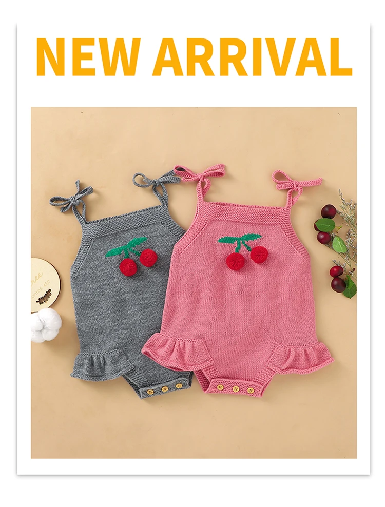 Body de verano infantil con volantes y tirantes de cereza