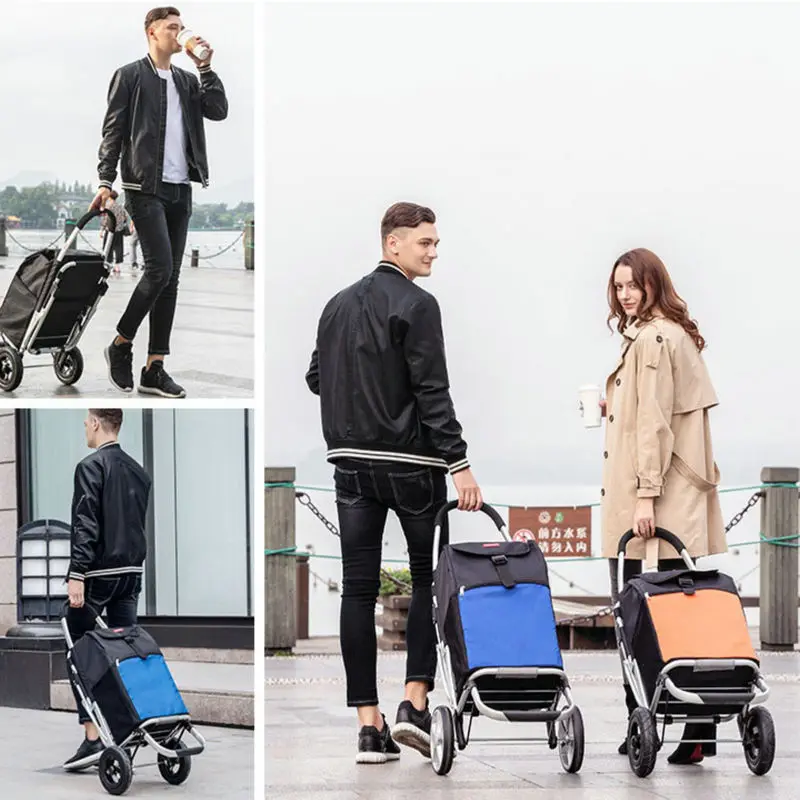 Carro de compras plegable con asiento y rueda inflable grande - imagen 4