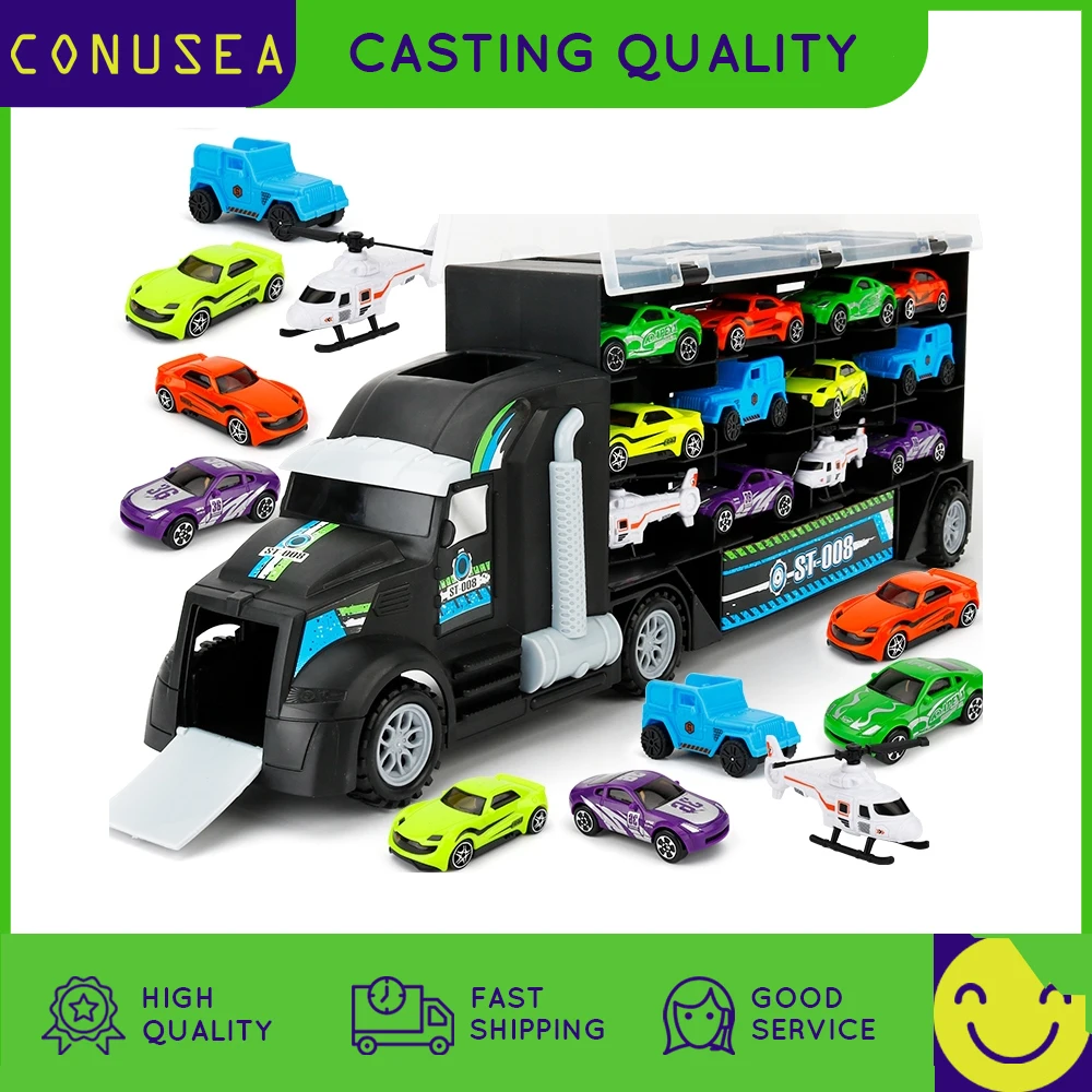 Garaje de coches infantil con camión ingeniero y contenedor - imagen 5
