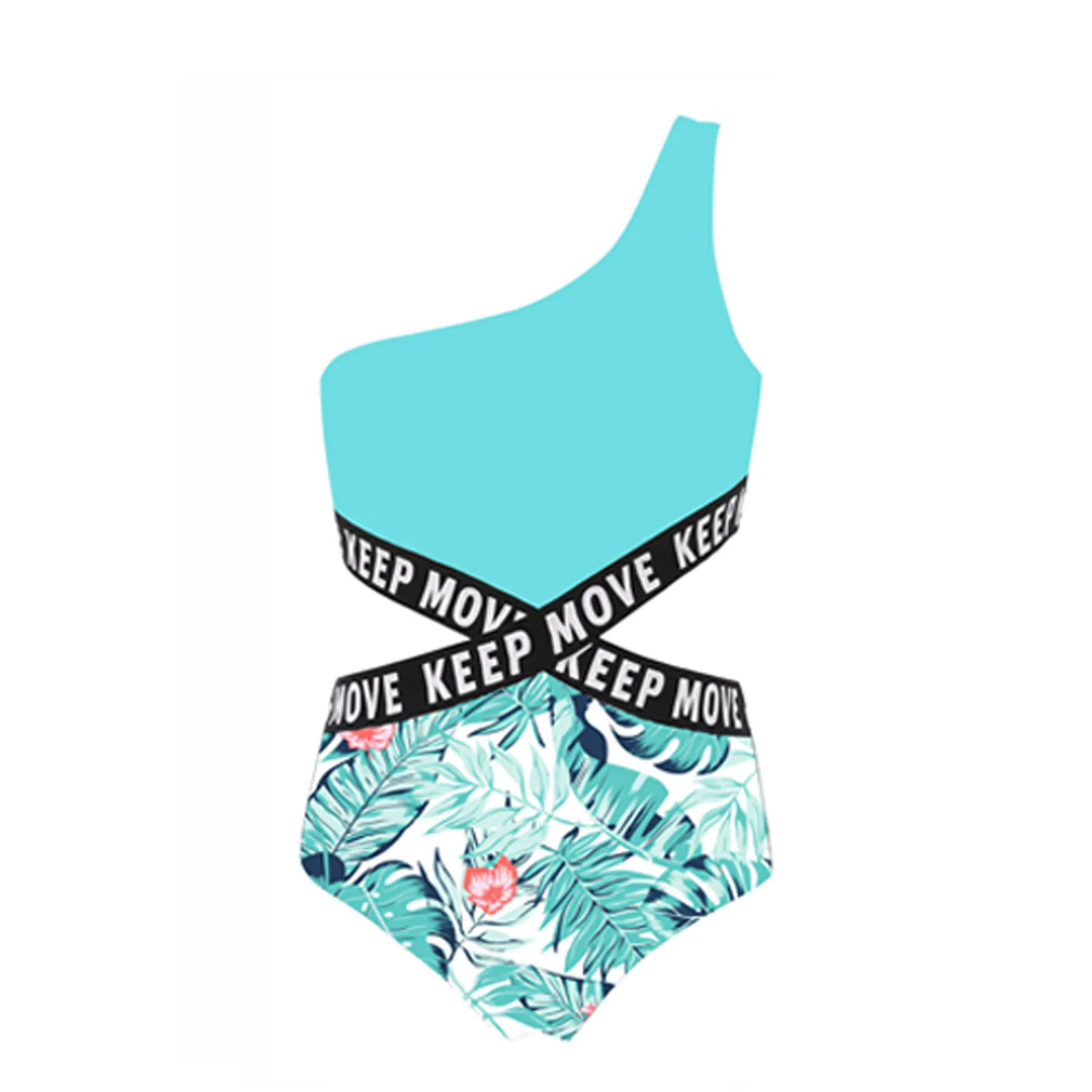 Bañador niña adolescente estampado monokini de un hombro con drapeado - imagen 4