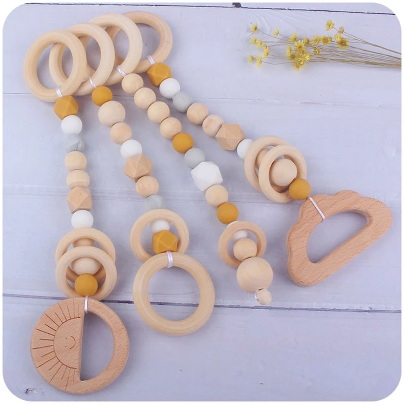 Colgantes de madera natural para baby's gym
