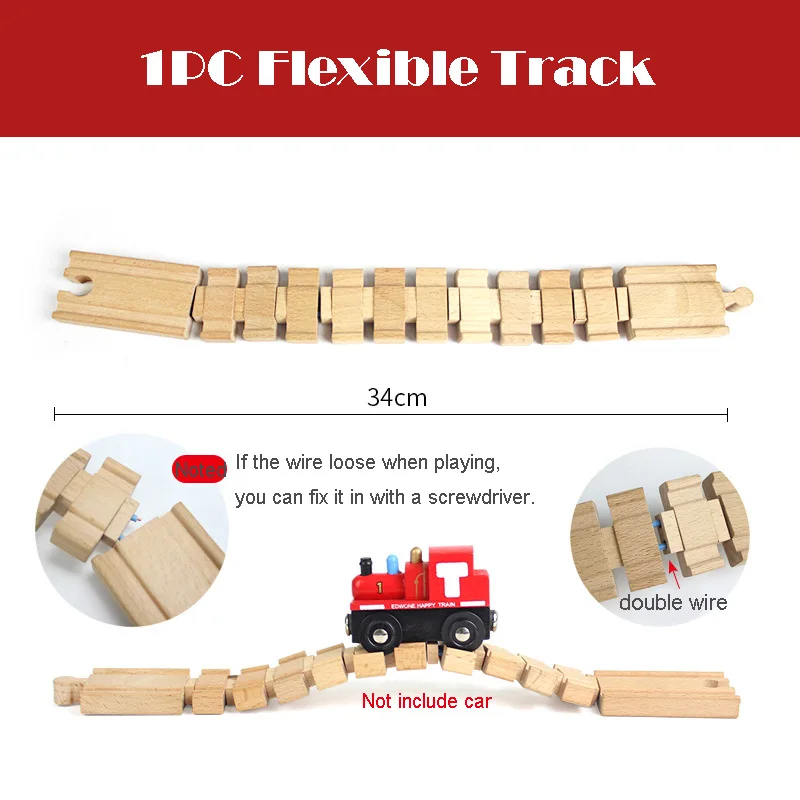 Pista de tren de madera de haya compatible con marcas - imagen 2