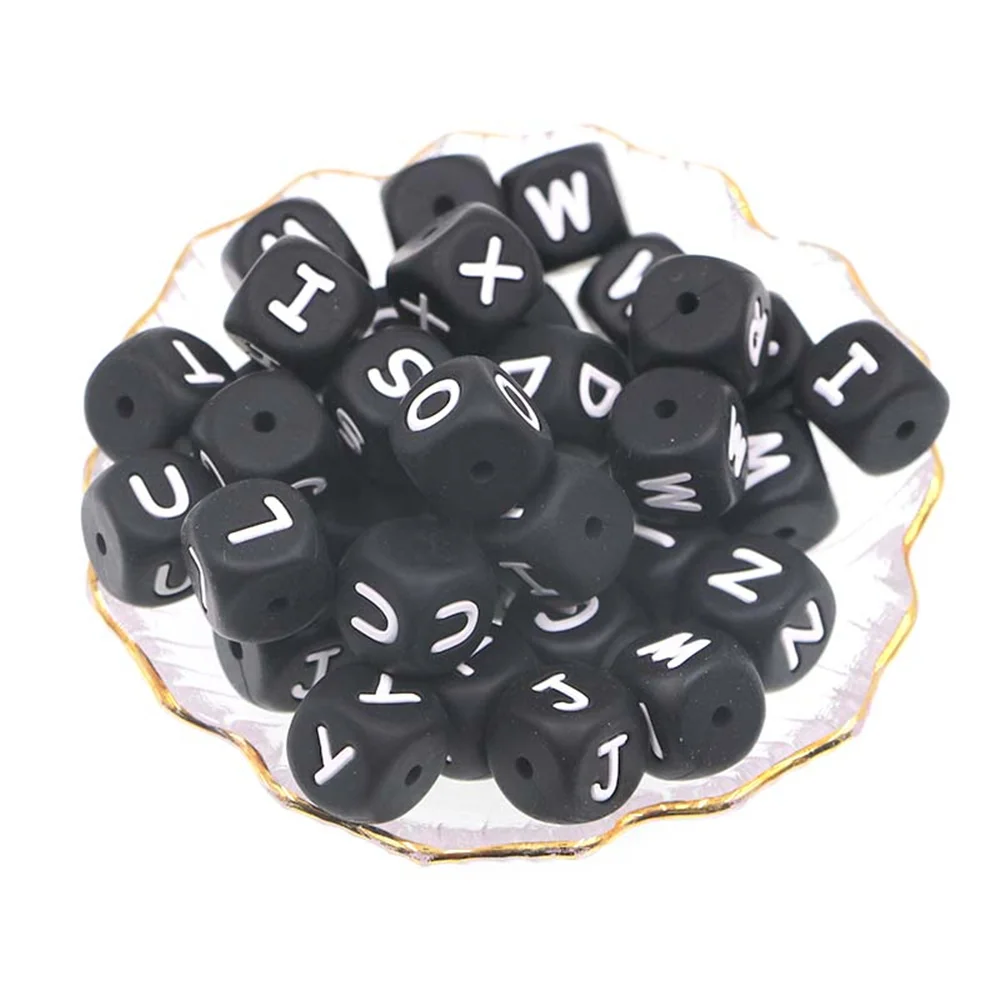 Cuentas de letras de silicona negra para pulseras infantiles DIY - imagen 5