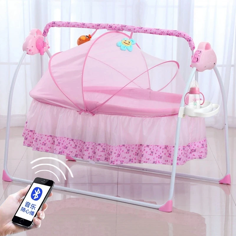 Cuna columpio mecedora automática con música y mando para bebé