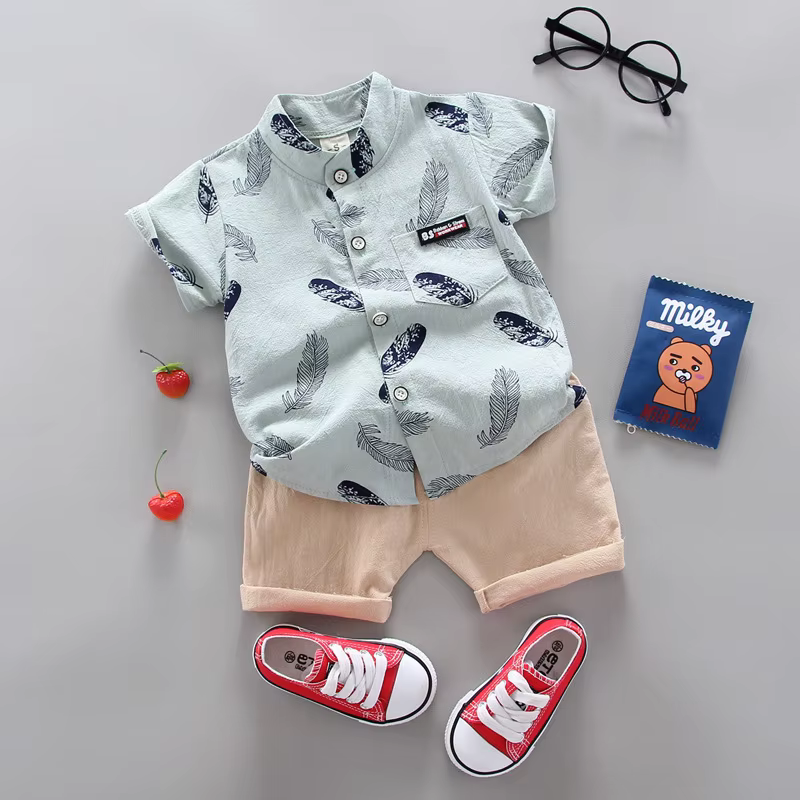 Conjunto veraniego infantil: camisa estampada y shorts de algodón - imagen 3