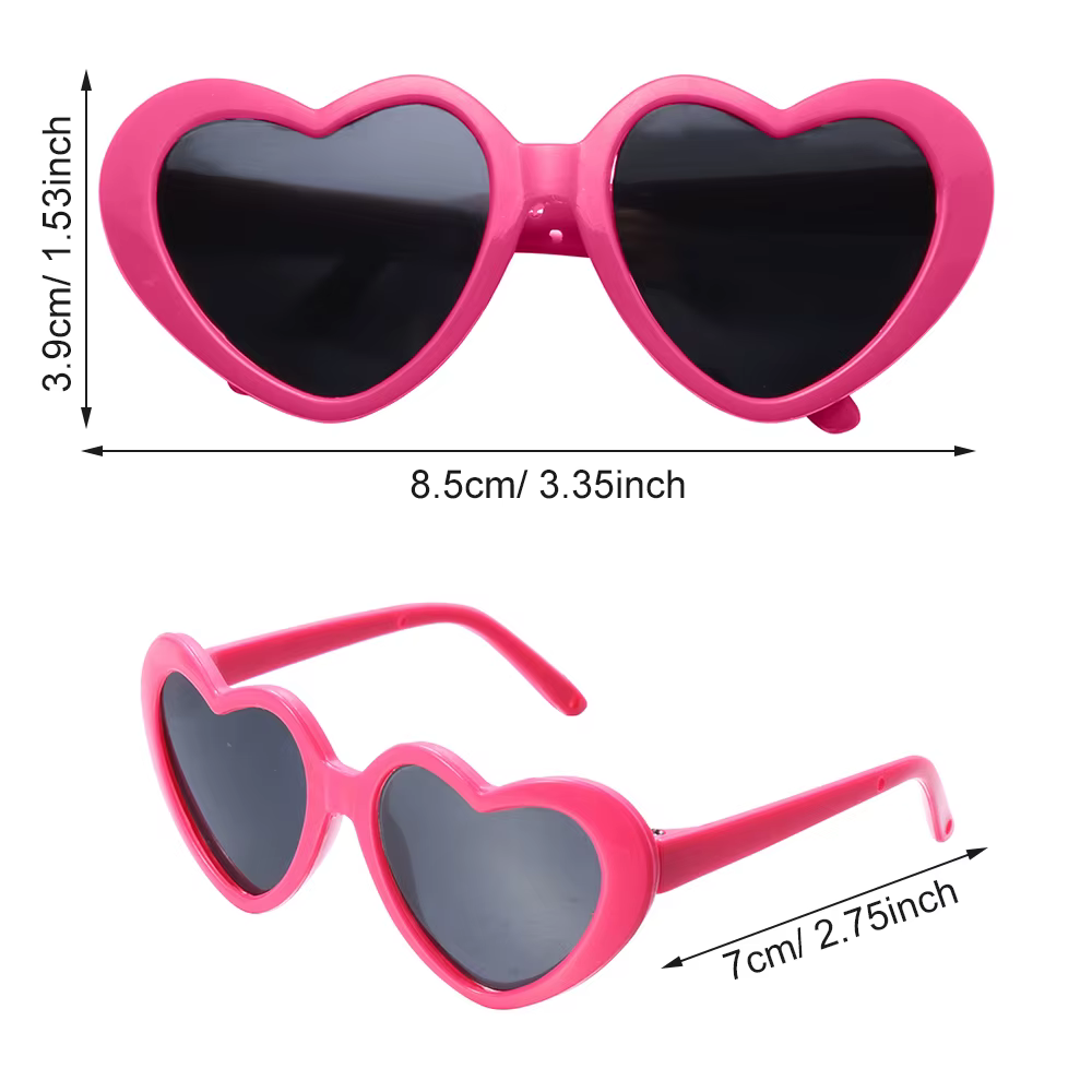 Vista frontal de las gafas corazón