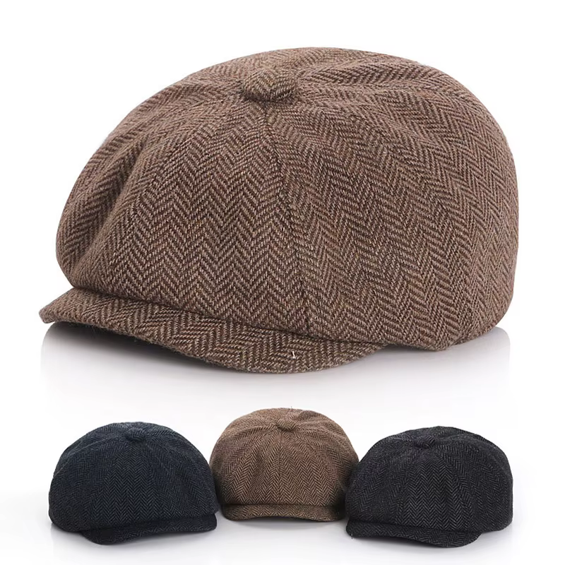 Gorro de boina clásica en color beige para niño