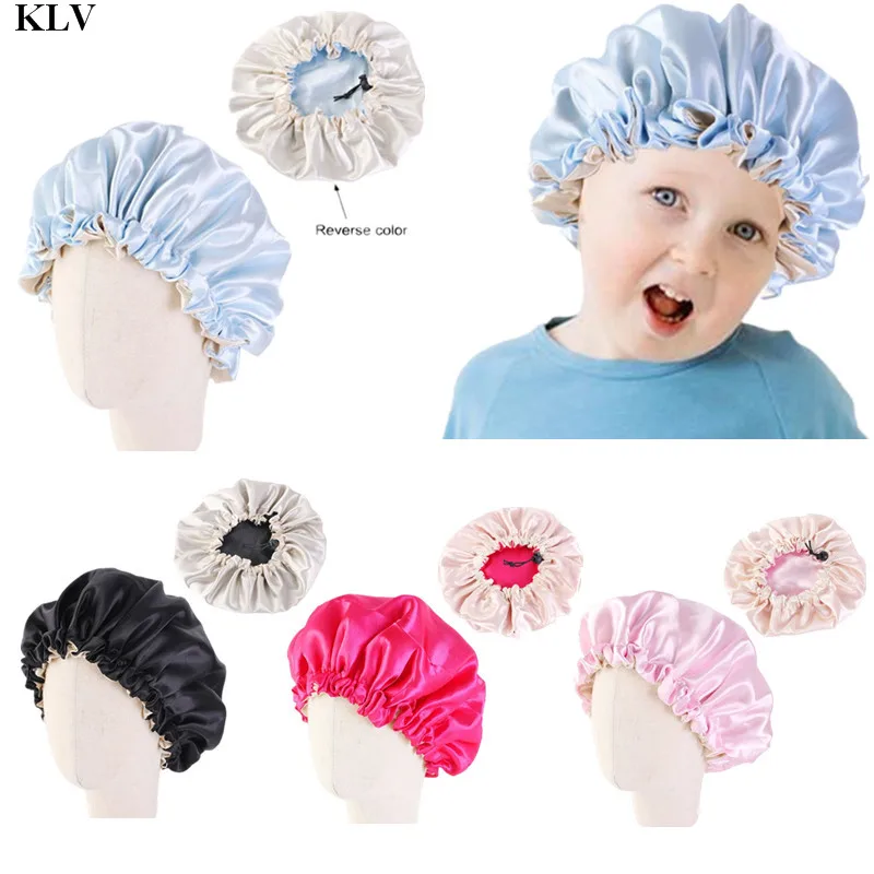 KLV gorro de satén reversible para dormir, doble capa suave