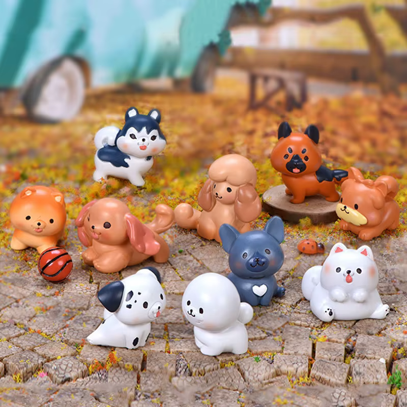 Figura de cachorro Corgi de resina estilo dibujos animados miniatura - imagen 2