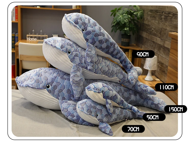 50-110cm gigante tiburón azul de peluche