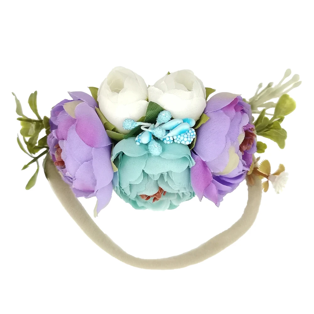 Diadema floral elástica para bebé recién nacido – Boutique artesanal - imagen 2