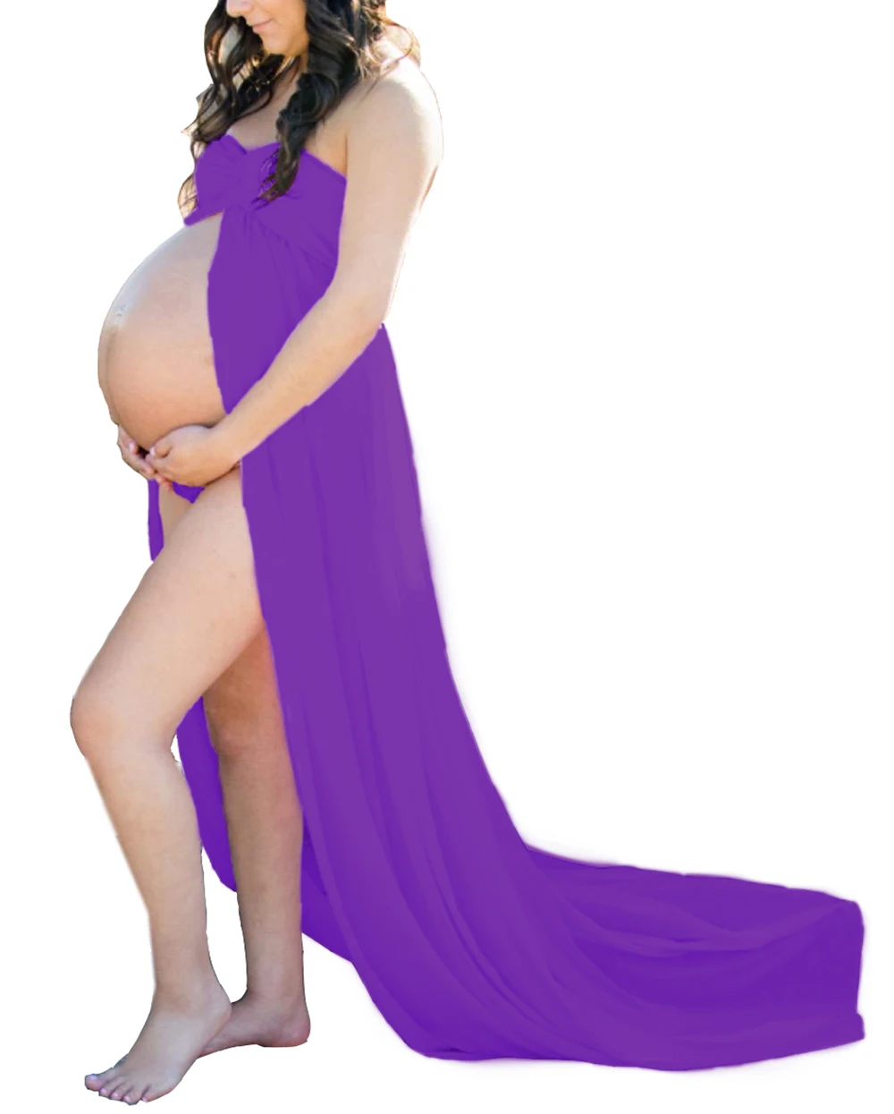 Vestido de maternidad sin hombros maxi para sesión fotográfica - imagen 2