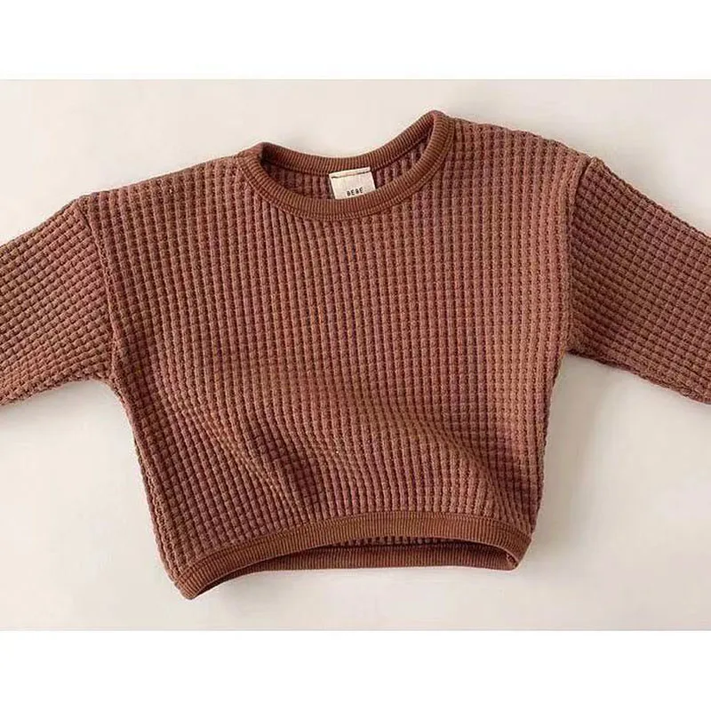 MILANCEL Sudadera con capucha waffle para bebé y niñas – Primavera - imagen 4