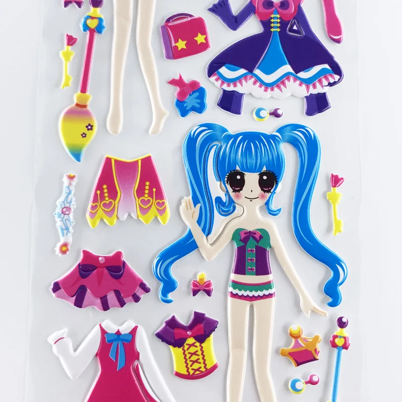 Pegatinas 3D de burbuja para cuaderno infantil - 4 hojas, diseño niña - imagen 4