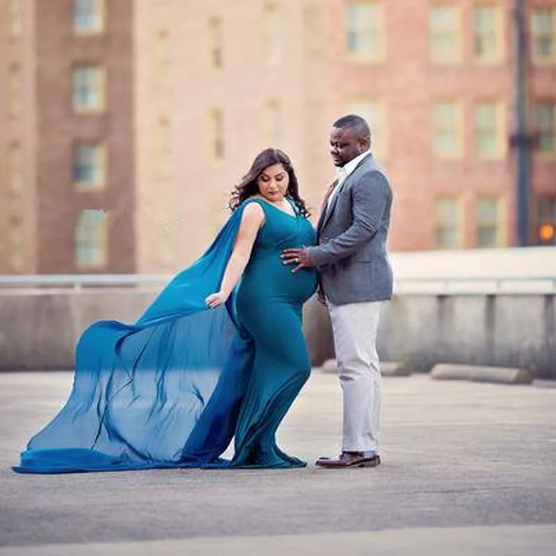 Vestido largo de gasa para embarazadas – Sesión de fotos - imagen 3