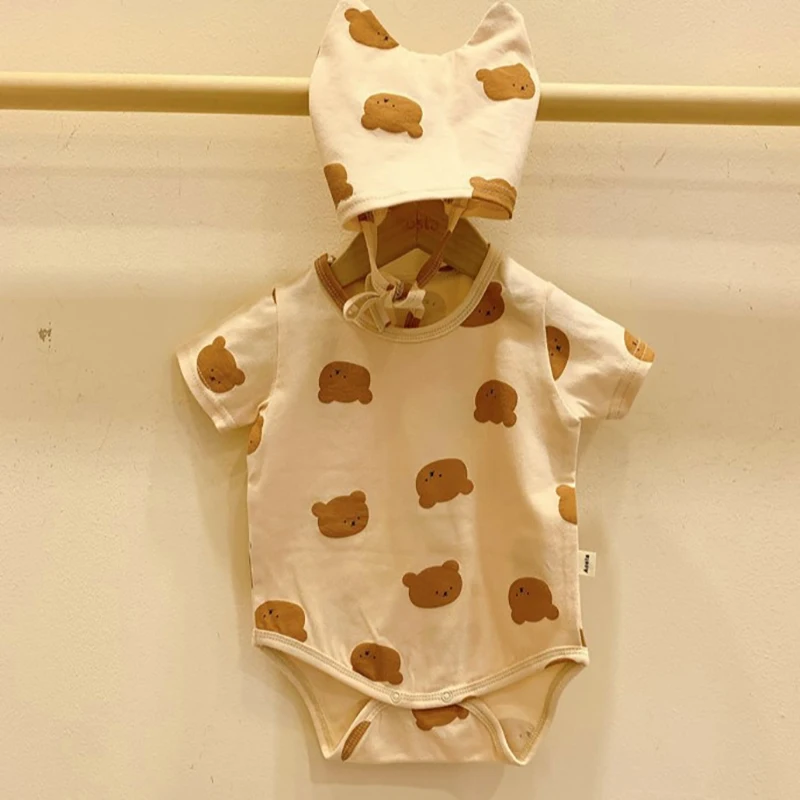 Mono de algodón Milangel con estampado de oso para bebé – Verano - imagen 2