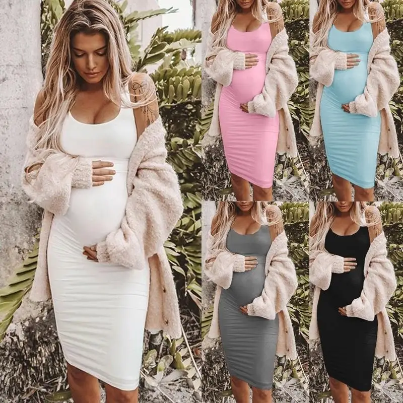 Vestido de maternidad sin mangas con elástico suave