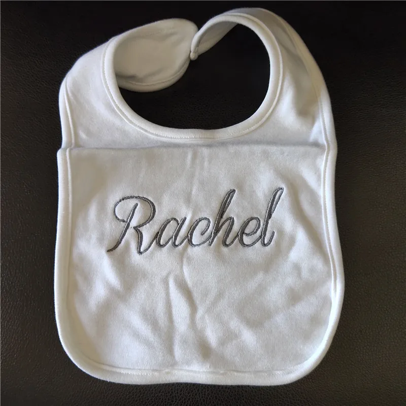 Babero personalizado de algodón blanco para bebé con nombre - imagen 4