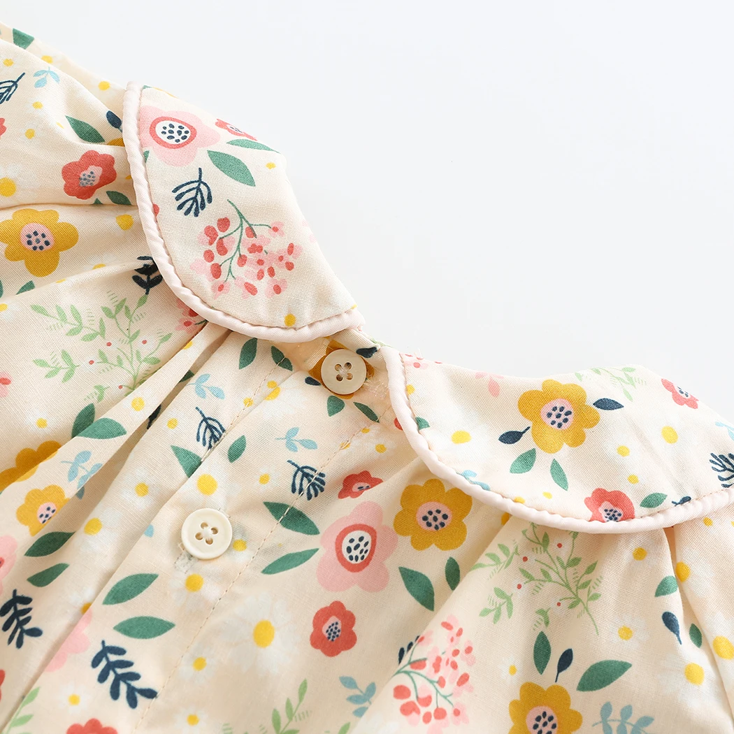 Blusa floral niña manga larga cuello de pétalo elegante cotidiana - imagen 2
