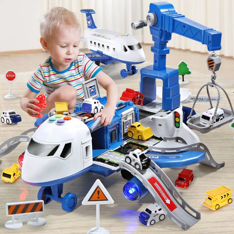 Avión de juguete con sonido y movimiento de inercia para niños