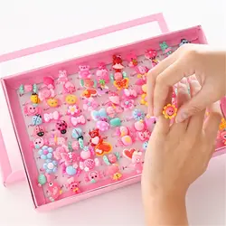 Anillos infantiles con lazo de flores y animales estilo fantasía
