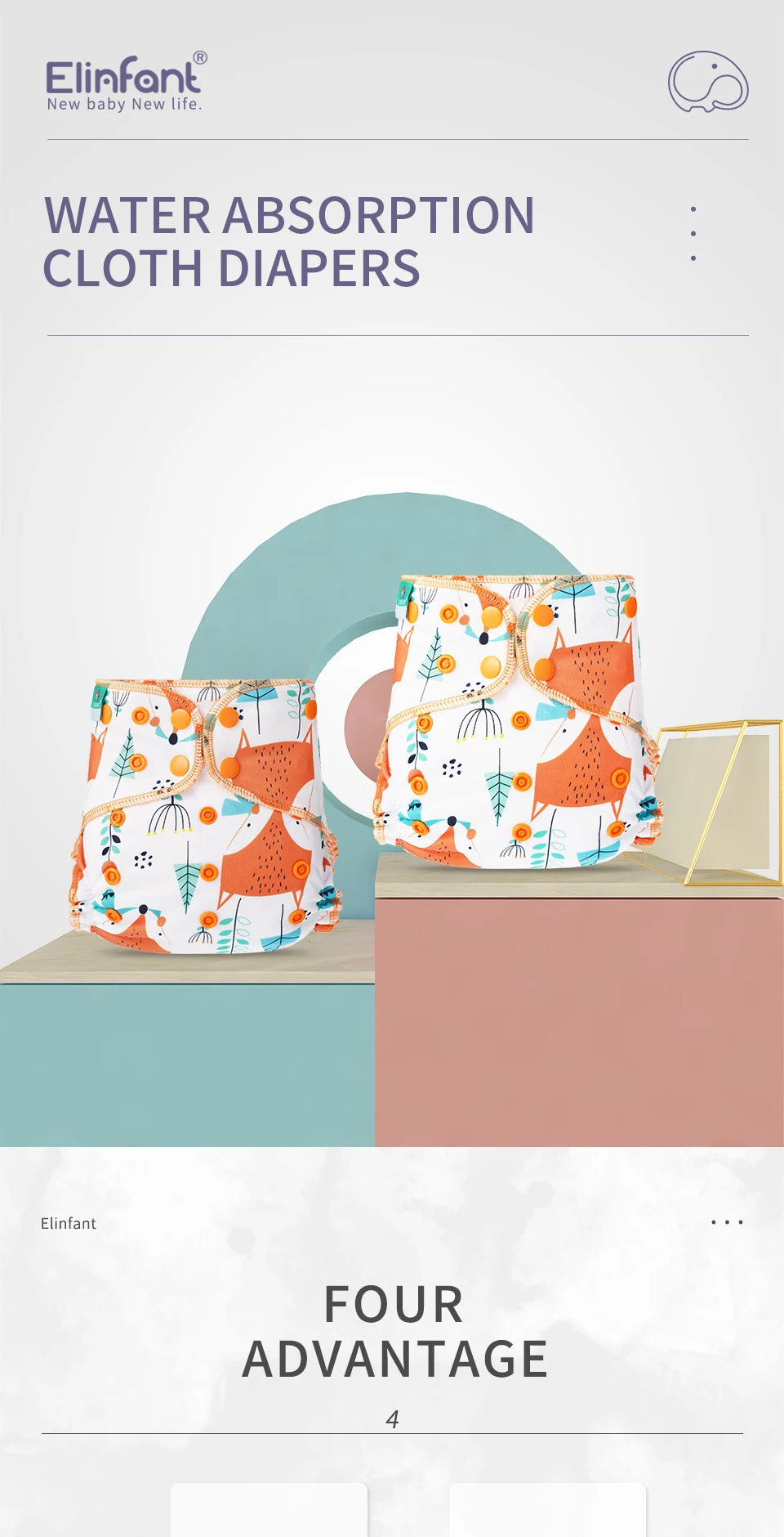 Pañal de tela Elinfant con estampado arcoíris