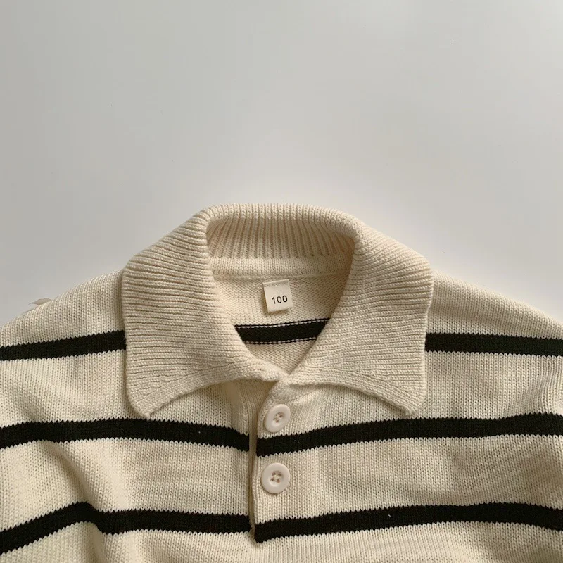 Milangel jersey de punto a rayas para niño con cuello vuelto - imagen 3