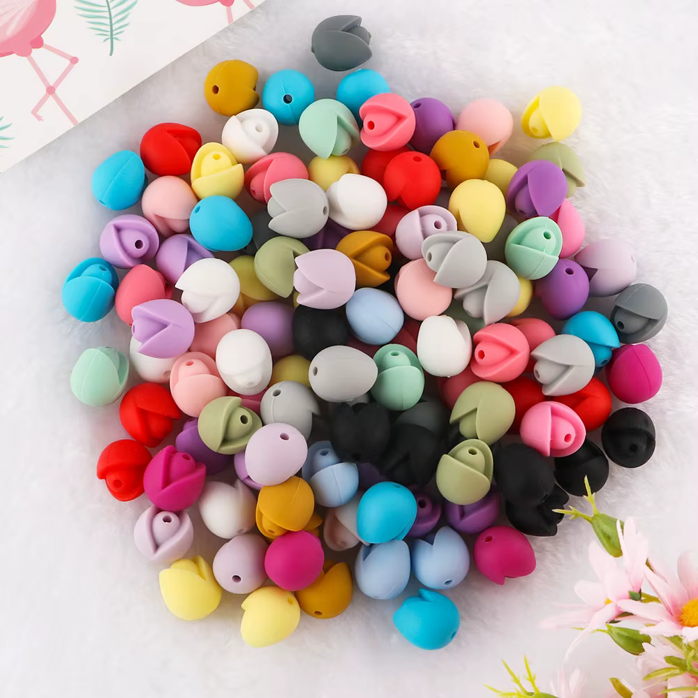 Cuentas de silicona con forma de tulipán para bisutería – Pack de 20 piezas - imagen 5