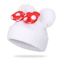 Gorro de algodón con lazo infantil - Calor para otoño e invierno