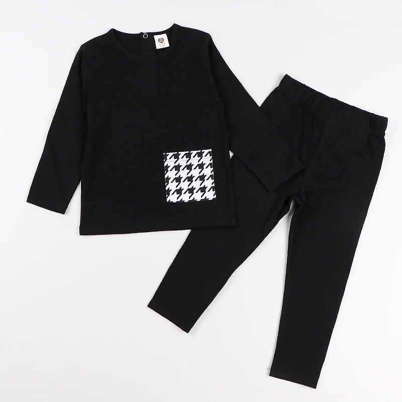 Conjunto negro de camiseta larga y pantalón para bebé/niño