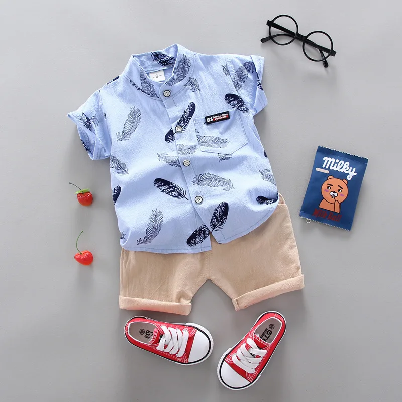Conjunto veraniego infantil: camisa estampada y shorts de algodón - imagen 5