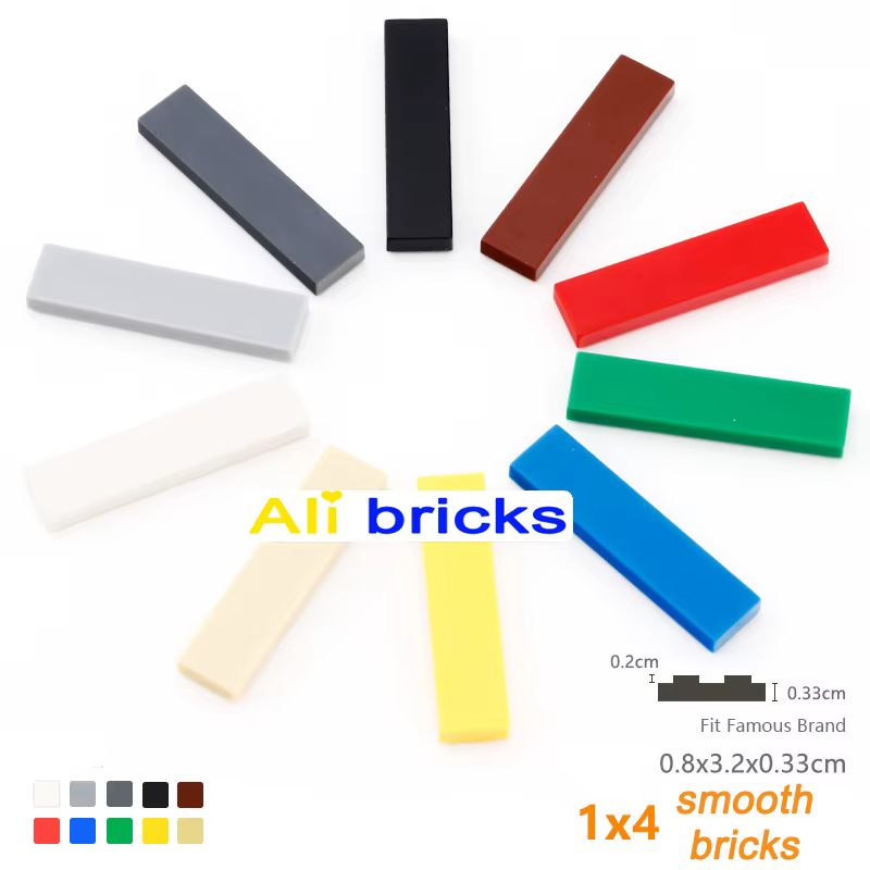 DIY Bloques de Construcción Figura Delgada Ladrillos Lisos 1x4 - imagen 4