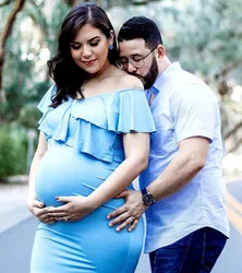 Vestido premamá con volantes para fotos de embarazo