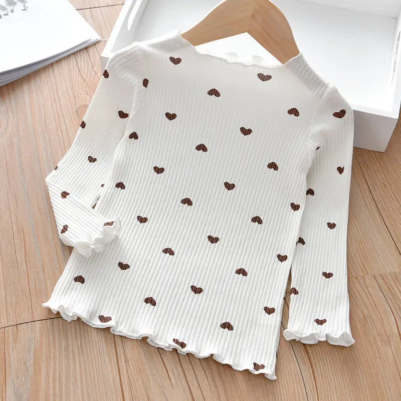 Camiseta de algodón con corazón para niña