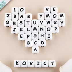 Cuentas de letras de silicona para hacer pulseras – 12 mm