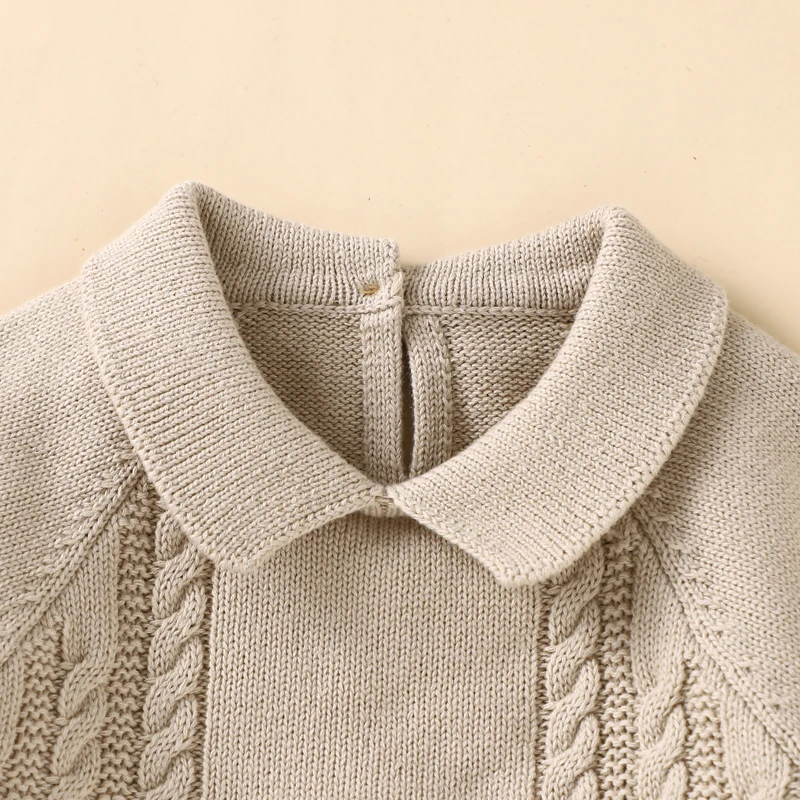Mono bebé de punto algodón con cuello vuelto manga larga suave cómodo - imagen 4