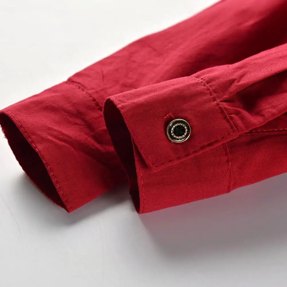 Camisa manga larga de algodón rojo vino con pajarita para niño