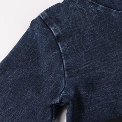 Vestido vaquero con capucha para niña negro manga larga algodón