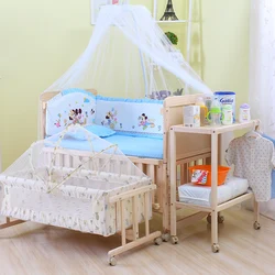Cuna infantil con ruedas y altura ajustable – Kit cama 6 en 1