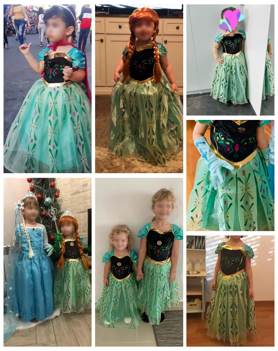Vestido verde de Anna con bordados brillantes