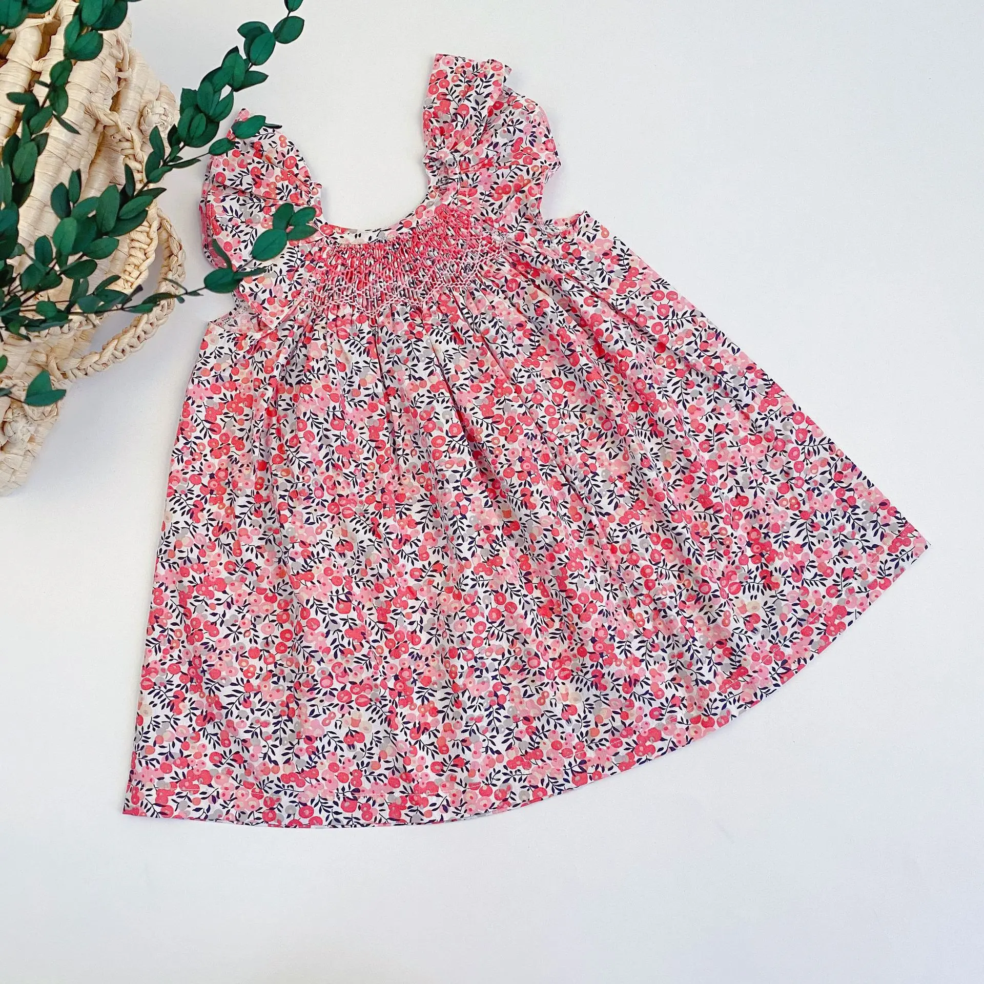 Vestido floral de algodón suave para niña de verano - imagen 4