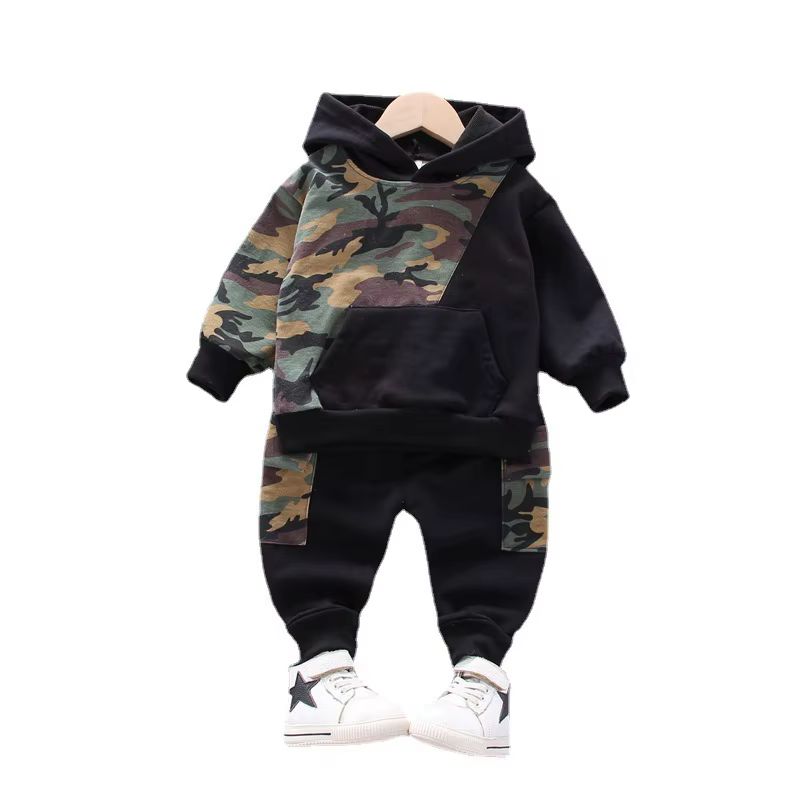 Conjunto chándal niño otoño – Sudadera con capucha y pants de felpa - imagen 2