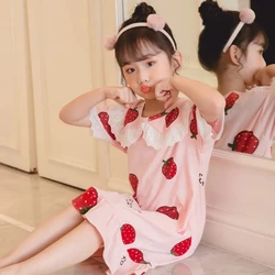 Camisón fino para niñas: pijama de encaje de algodón estilo princesa
