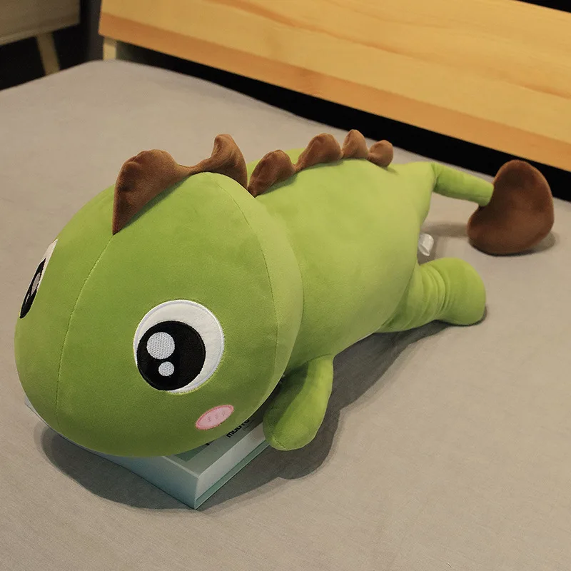 Peluche de dinosaurio largo y suave para niños y niñas, almohada