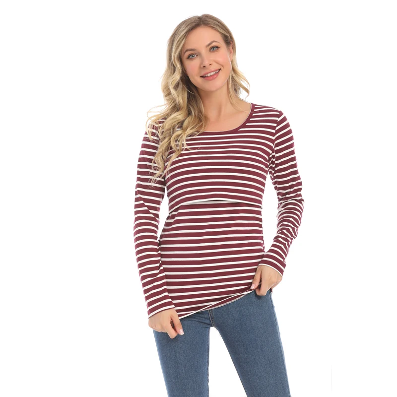 Camiseta maternity a rayas – Algodón manga larga para embarazo y posparto - imagen 4